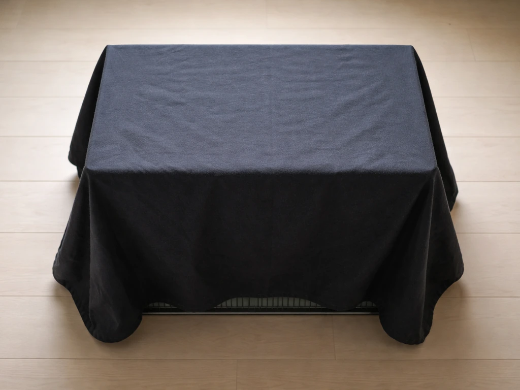Overhead view of a bird cage fully covered with dark fabric to block light for complete darkness.